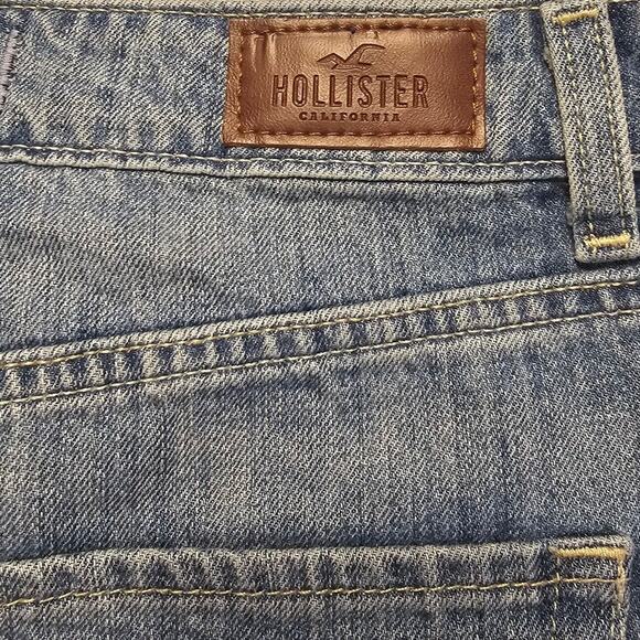 Hollister Denim Mini Skirt Womens Sz 7 Waist 28 Frayed Hem High Rise Distressed - Picture 3 of 10